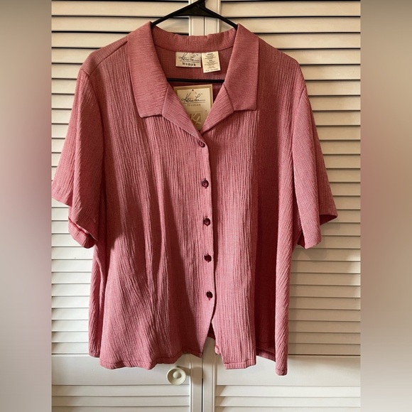 NWT Kathie Lee Woman Vintage Pant Shirt Matching Set Red Checked Size 14-20W - Picture 2 of 16